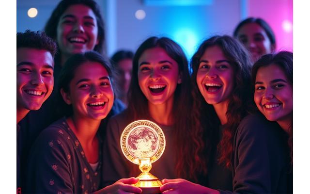 Foto de un equipo de estudiantes de Guadalajara mostrando su premio de la Global Game Jam.