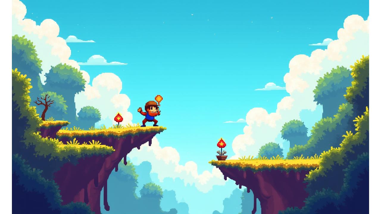 Screenshot de un juego de plataformas 2D con mecánicas originales