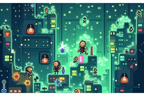 Ilustración de un laboratorio de química molecular estilizado como un juego de aventuras, donde el jugador construye moléculas como puzzles.