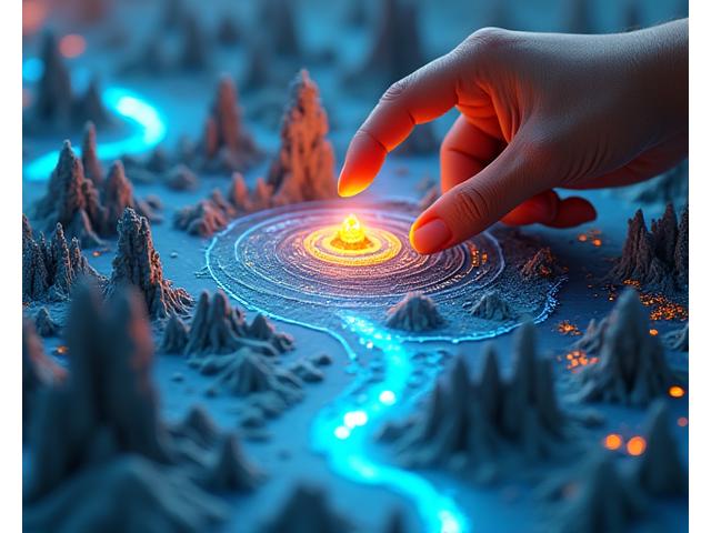 Vista previa interactiva de la herramienta de creación de niveles de Quetzal Forge, mostrando un mapa de fantasía en 3D.