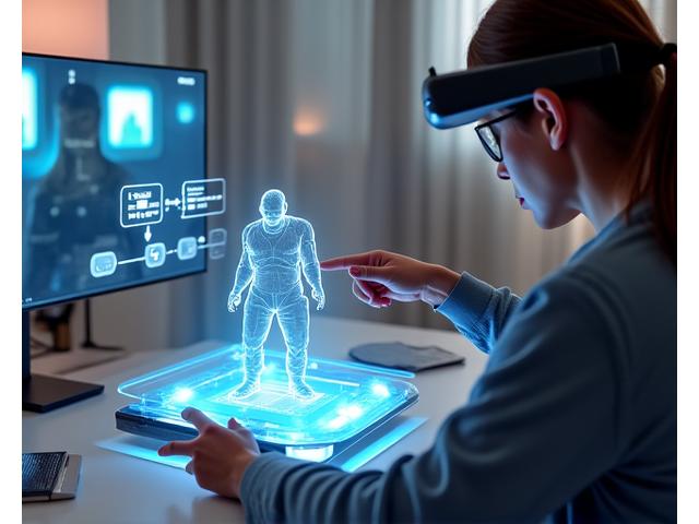 Persona usando una aplicación AR para visualizar mecánicas de juego flotando en un espacio físico real